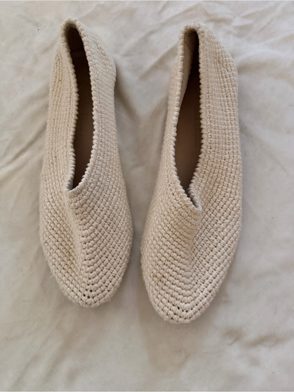 Beklina Women’s Cream Crochet Ballet Flats - Sleek Slip-On Comfort